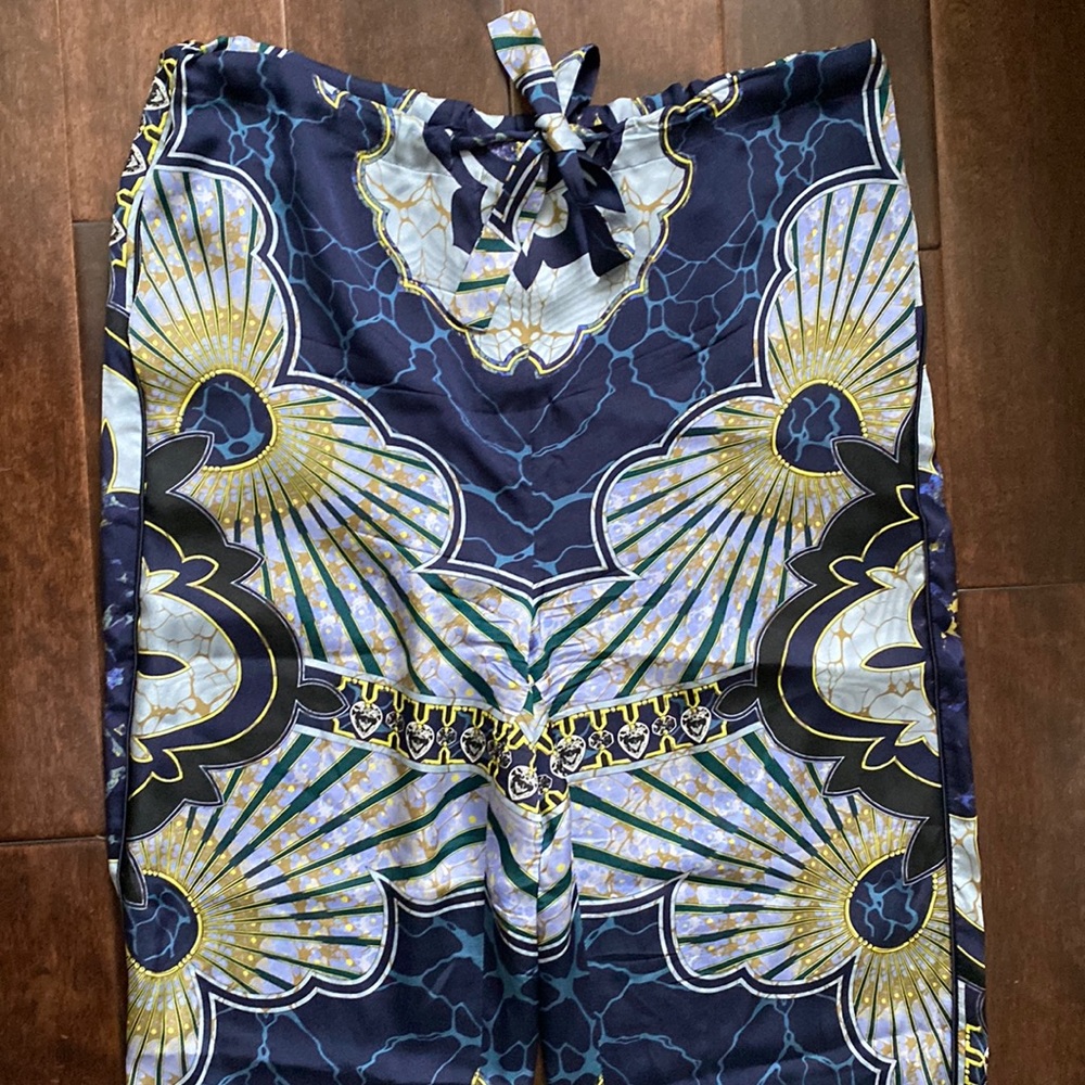 Pucci navy & blue silk pajamas style drawstring trousers